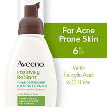 Aveeno foaming facial cleanser bottle with brown pump, clear complexion, oil-free