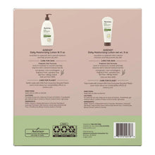 Back of Aveeno daily moisturizing body lotion set box with product info