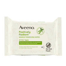 Aveeno Positively Radiant makeup removing wipes pack with plant-based cloth