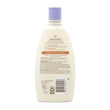 Aveeno baby bath body wash bottle back label with lavender cap, 18 fl oz