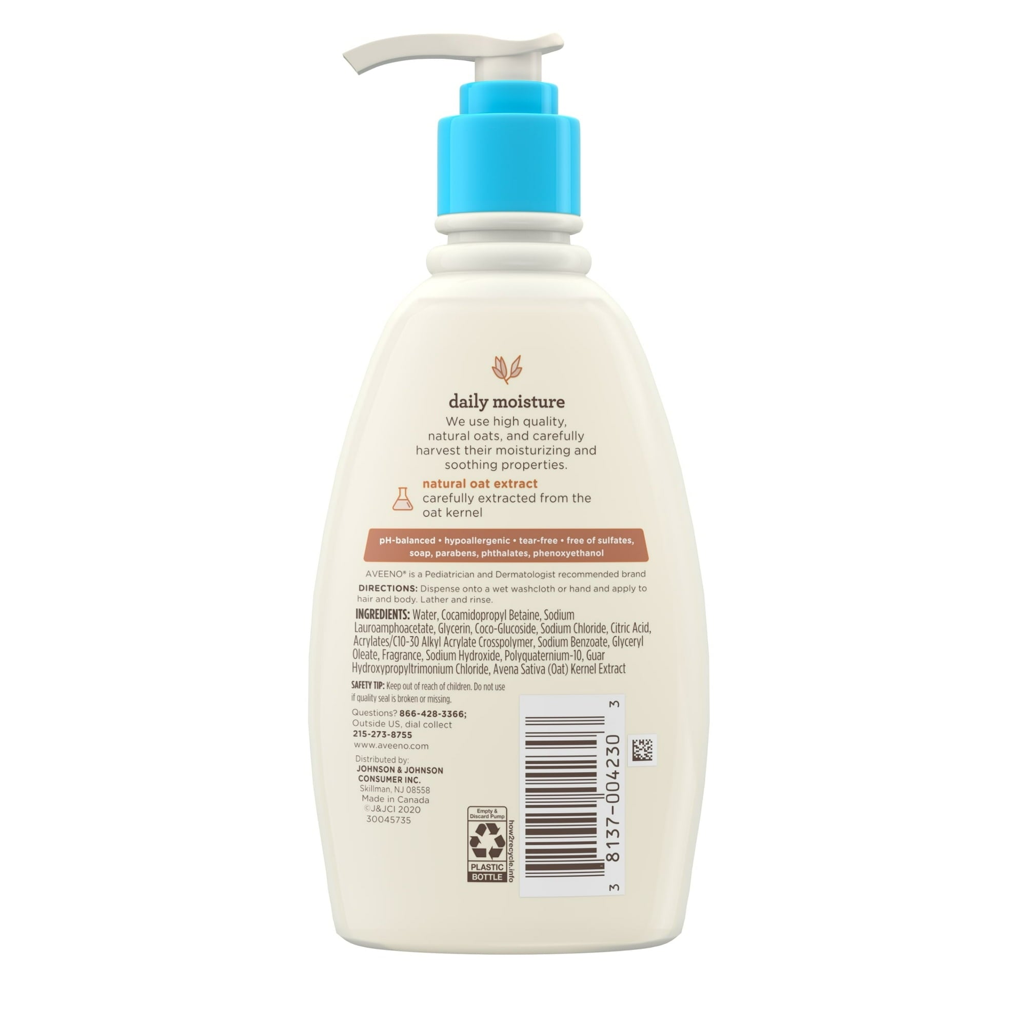 Aveeno Baby Daily Moisture Bath Body Wash & Shampoo, Oat Extract, 12 fl oz