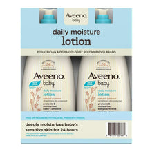 Daily moisture lotion retail box showing two Aveeno baby bottles