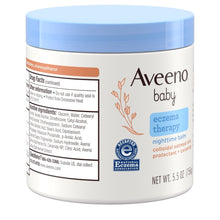 Aveeno baby eczema therapy nighttime balm jar back label with ingredients and eczema logo