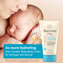 Aveeno Baby newborn balm tube with baby cradled in arms