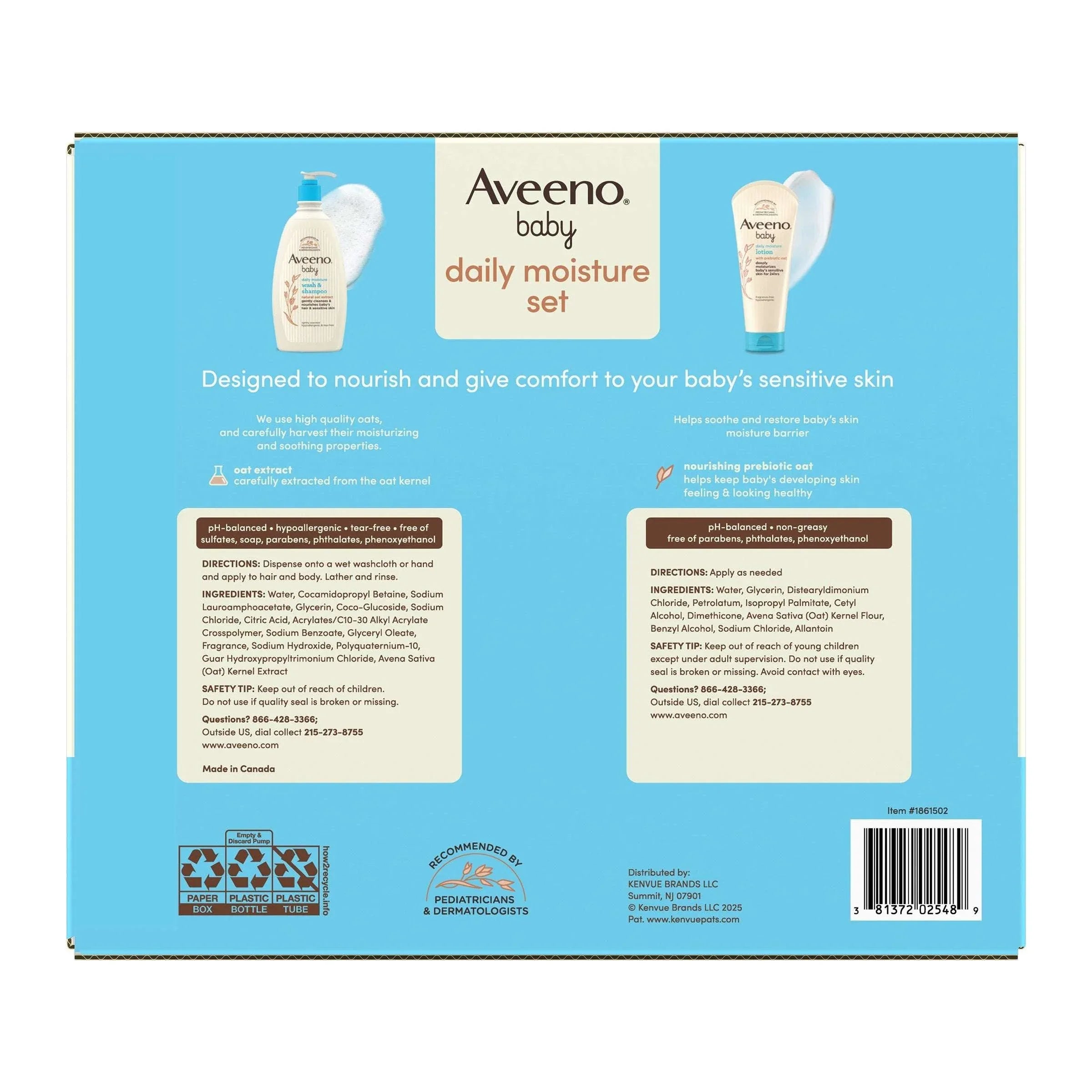 Aveeno Baby Moisture Set, 2 Wash & Shampoo + Lotion, 44 fl oz - USA MEGA SHOP