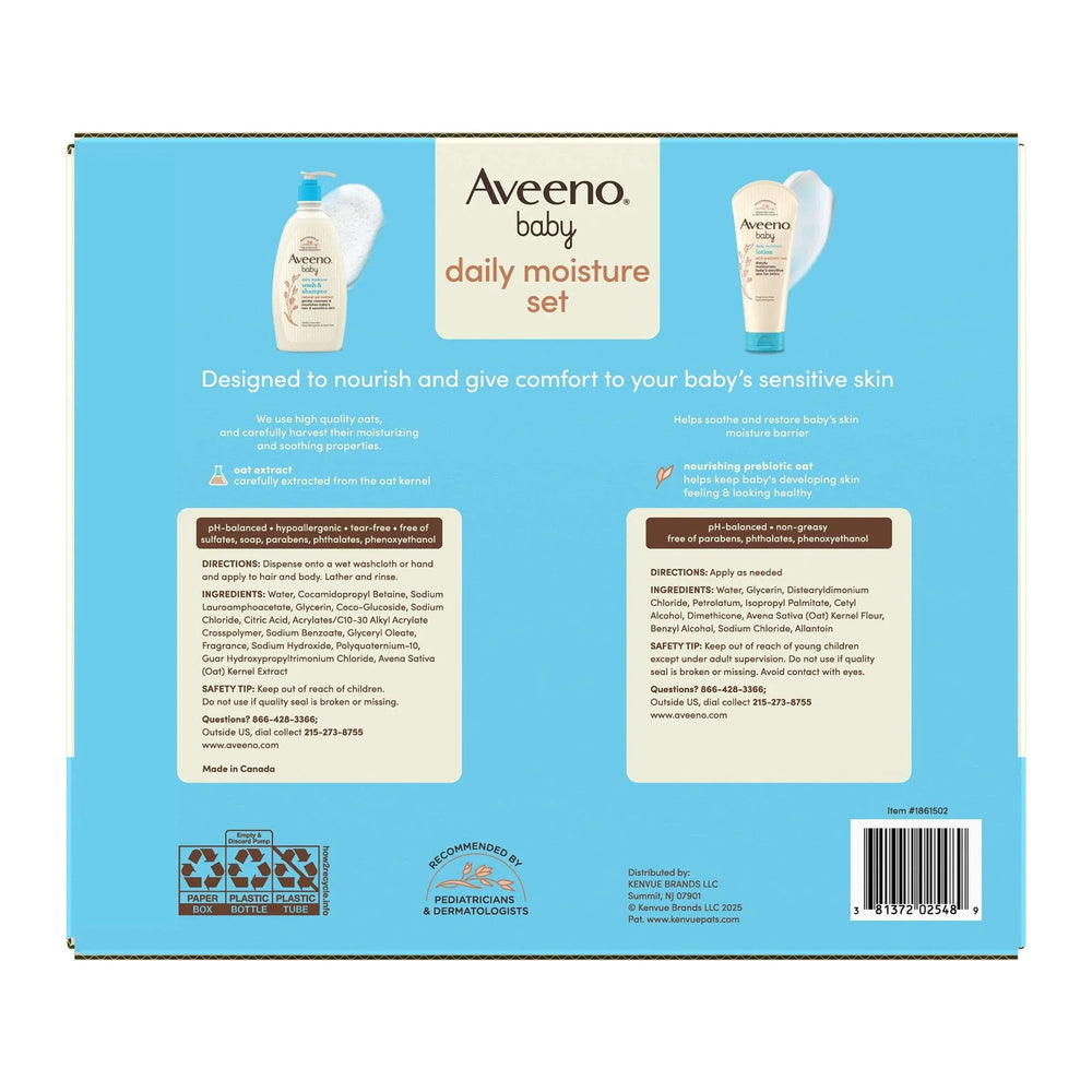 Aveeno Baby Moisture Set, 2 Wash & Shampoo + Lotion, 44 fl oz - USA MEGA SHOP