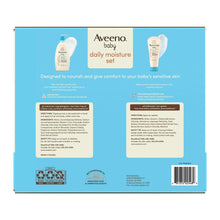 Aveeno baby daily moisture set package back with product info panels and barcode