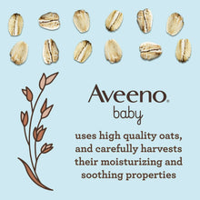 Aveeno baby panel with oat plants and text about high quality oats