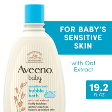 Aveeno baby bubble bath bottle with blue cap; oat extract, 19.2 fl oz