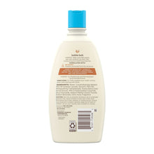 Aveeno baby bubble bath bottle back label with ingredient list and barcode