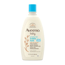 Aveeno baby sensitive skin bubble bath bottle with blue cap; oat extract