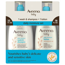 Aveeno baby daily moisture wash & shampoo and lotion set, 33 fl oz and 18 fl oz