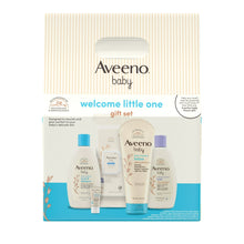 Aveeno baby welcome little one gift set with five oat baby care bottles and lotion