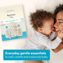Aveeno baby welcome little one gift set with everyday gentle essentials text