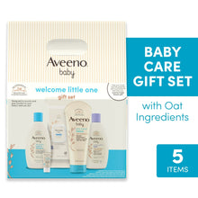 Aveeno baby welcome little one gift set box featuring five oat baby care items