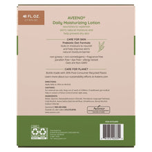 Aveeno daily moisturizing lotion 2-pack box back panel with ingredients and care info