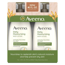 Aveeno daily moisturizing body lotion 2-pack box with two pump bottles