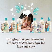 Aveeno Kids bottles lineup with teal pumps for kids ages 3–7