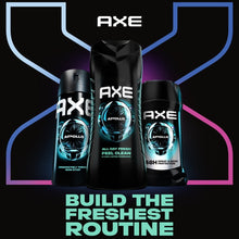 Axe Apollo body wash bottles set with pump tops, “Build the freshest routine” text