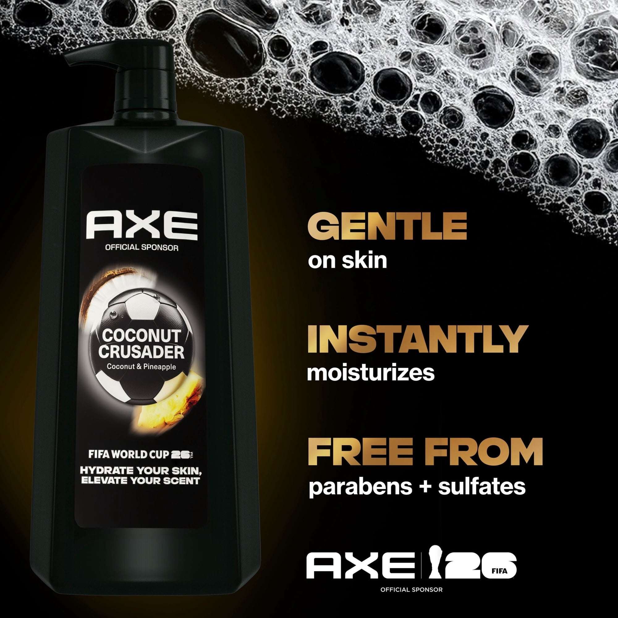 Axe Body Wash Moisturizing Coconut Crusader Paraben-Free & Sulfate-Free, 32 fl oz Pump