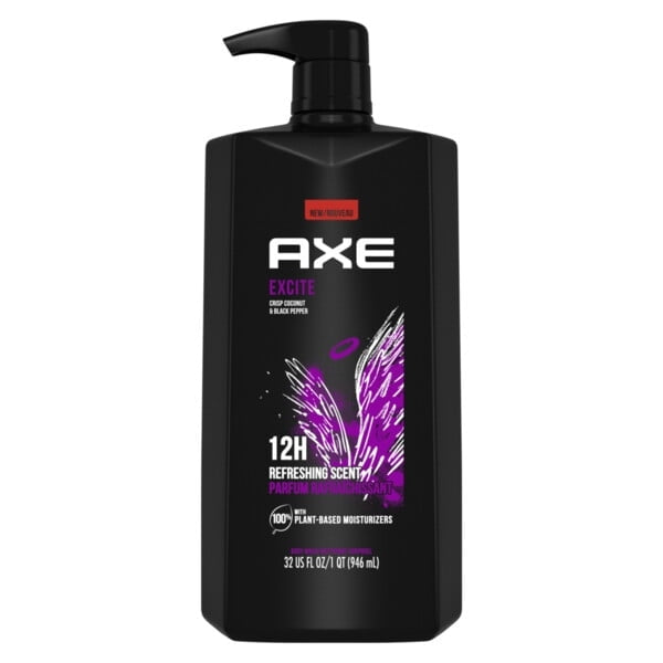 Axe Excite Refreshing Long Lasting Men's Body Wash All Skin Crisp Coconut & Black Pepper, 32 oz