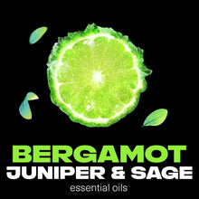 Bergamot, juniper & sage essential oils product panel