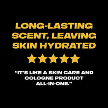 Long-lasting scent and skin-hydrated claim graphic for AXE body wash