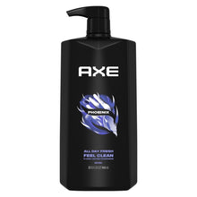 Axe Phoenix body wash with pump, black bottle featuring blue phoenix emblem