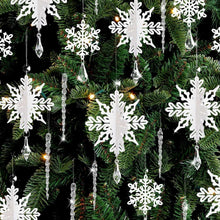 Clear acrylic snowflake drop ornaments with icicle-style hanging links