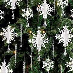 Ayieyill 24 Pieces Christmas Snowflake Drop Ornament Acrylic Icicle Christmas Hanging Acrylic Crystal Snowflake Decoration Hanging Acrylic Snowflakes (Clear) - USA MEGA SHOP