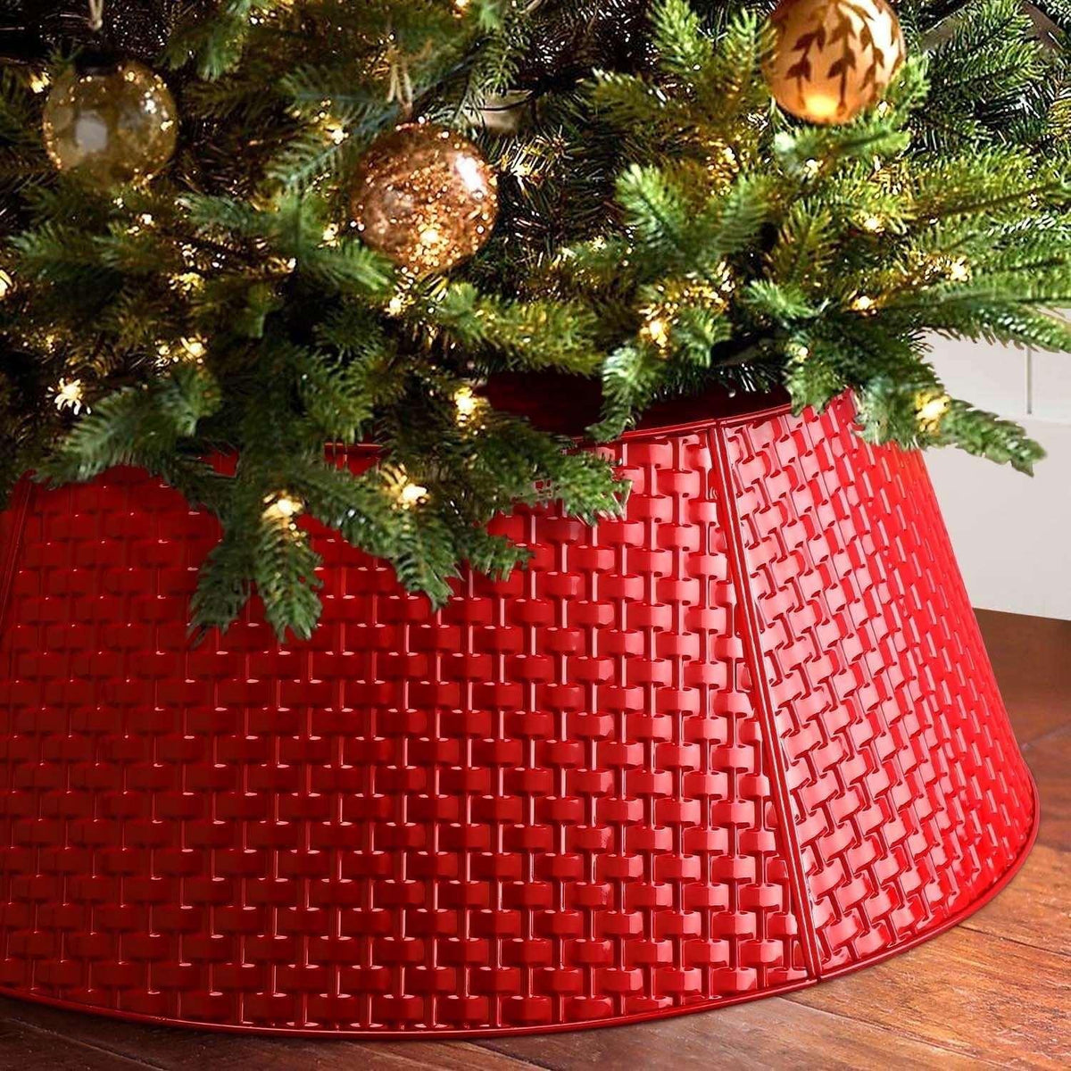 Ayieyill 28 inch Christmas Tree Collar, Christmas Tree Skirt for Christmas Tree Decorations | Metal - USA MEGA SHOP