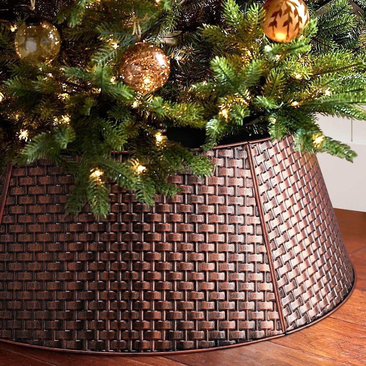 Ayieyill 28 inch Christmas Tree Collar, Christmas Tree Skirt for Christmas Tree Decorations | Metal - USA MEGA SHOP
