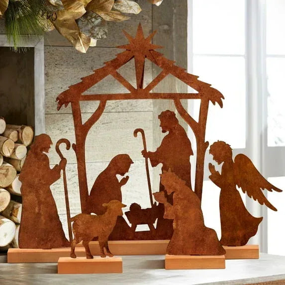 Ayieyill Christmas Tabletop Decorations Indoor 5pcs Nativity Scene Christmas Decor Xmas Decoration