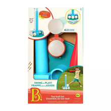 Kids tee-ball toy set box with ball launcher and four white balls