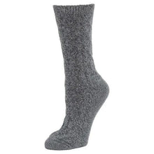 Women’s boot sock, heather gray knit with smooth texture and crew cuff