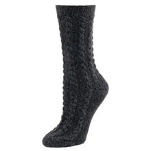 Women’s boot sock, dark charcoal textured knit with crew cuff