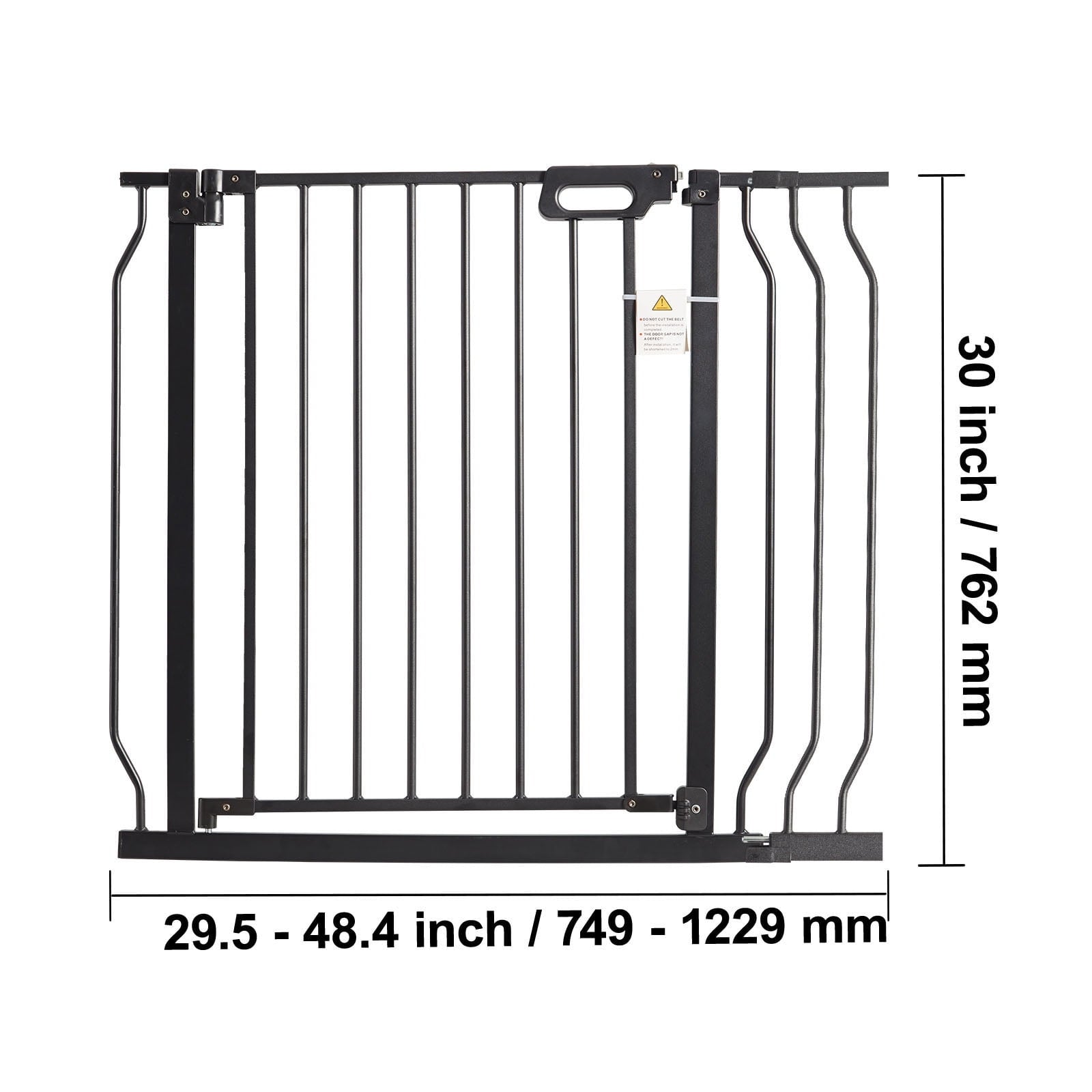 BENTISM 30" Extra Tall Baby Gate for Stairs Doorways, Fits Openings 29.5" to 39" Wide, Auto Close Extra Wide Dog Gate for House, Pressure Mounted Easy Walk Through Pet Gate with Door, Black