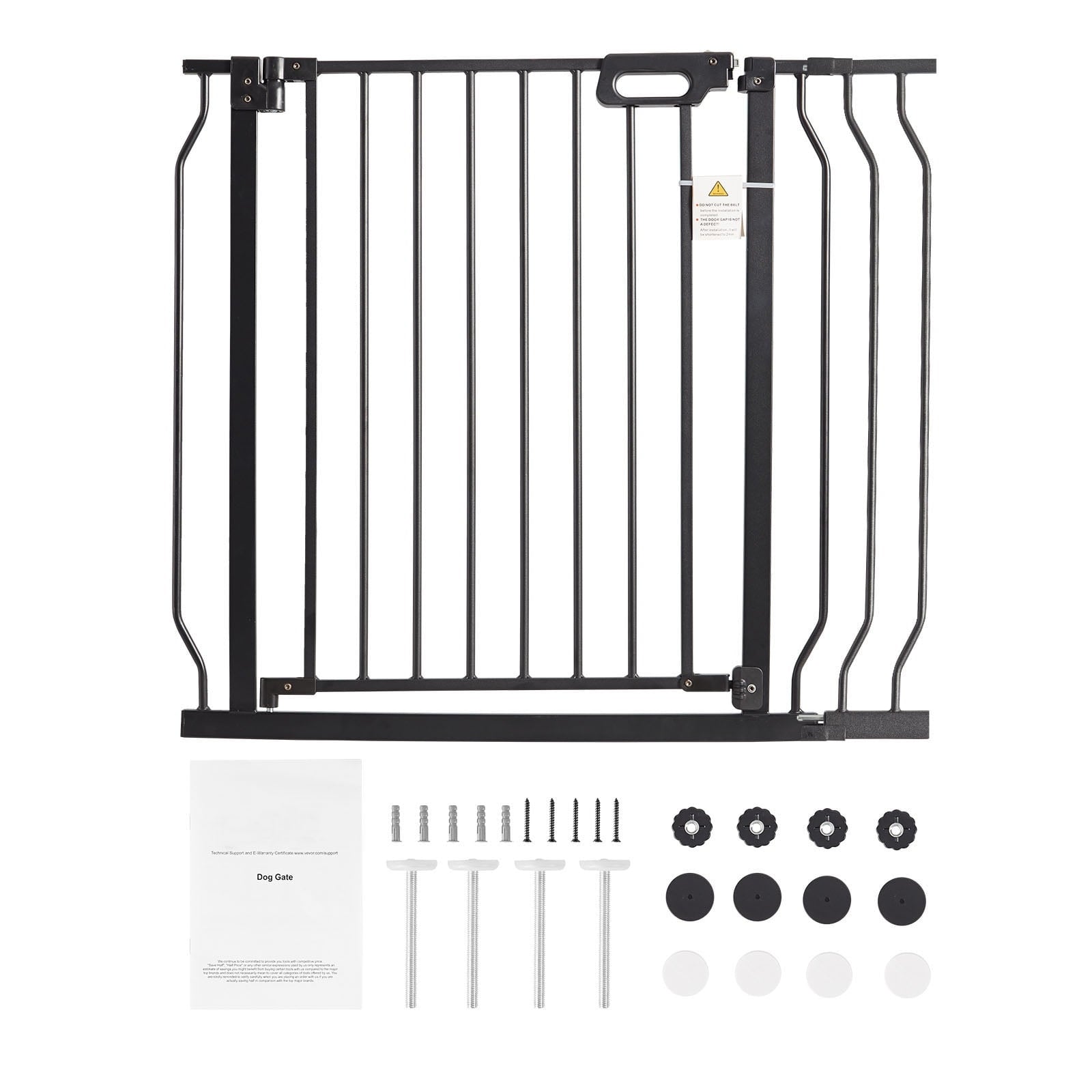 BENTISM 30" Extra Tall Baby Gate for Stairs Doorways, Fits Openings 29.5" to 39" Wide, Auto Close Extra Wide Dog Gate for House, Pressure Mounted Easy Walk Through Pet Gate with Door, Black