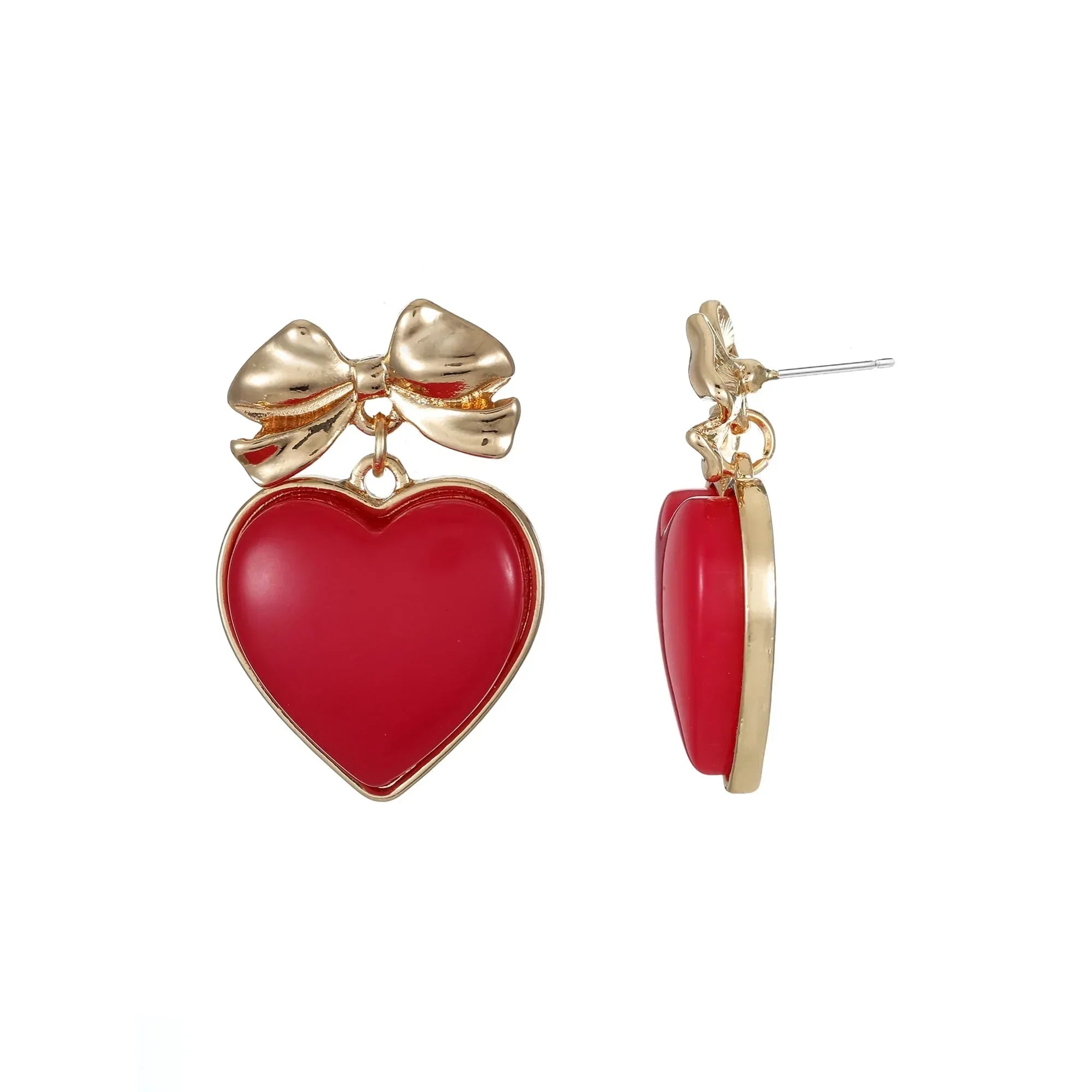 Way to Celebrate Valentine's Day Heart and Bow Earrings, 1 Pair