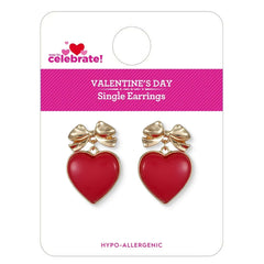 Way to Celebrate Valentine's Day Heart and Bow Earrings, 1 Pair