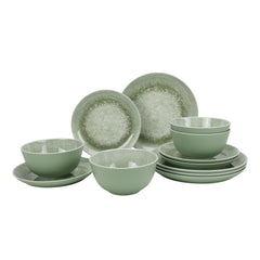 Better Homes & Gardens 12-Piece Bamboo Melamine Green Reactive Dinnerware Set
