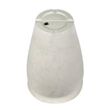 Light gray speckled gypsum planter with recessed top drainage opening