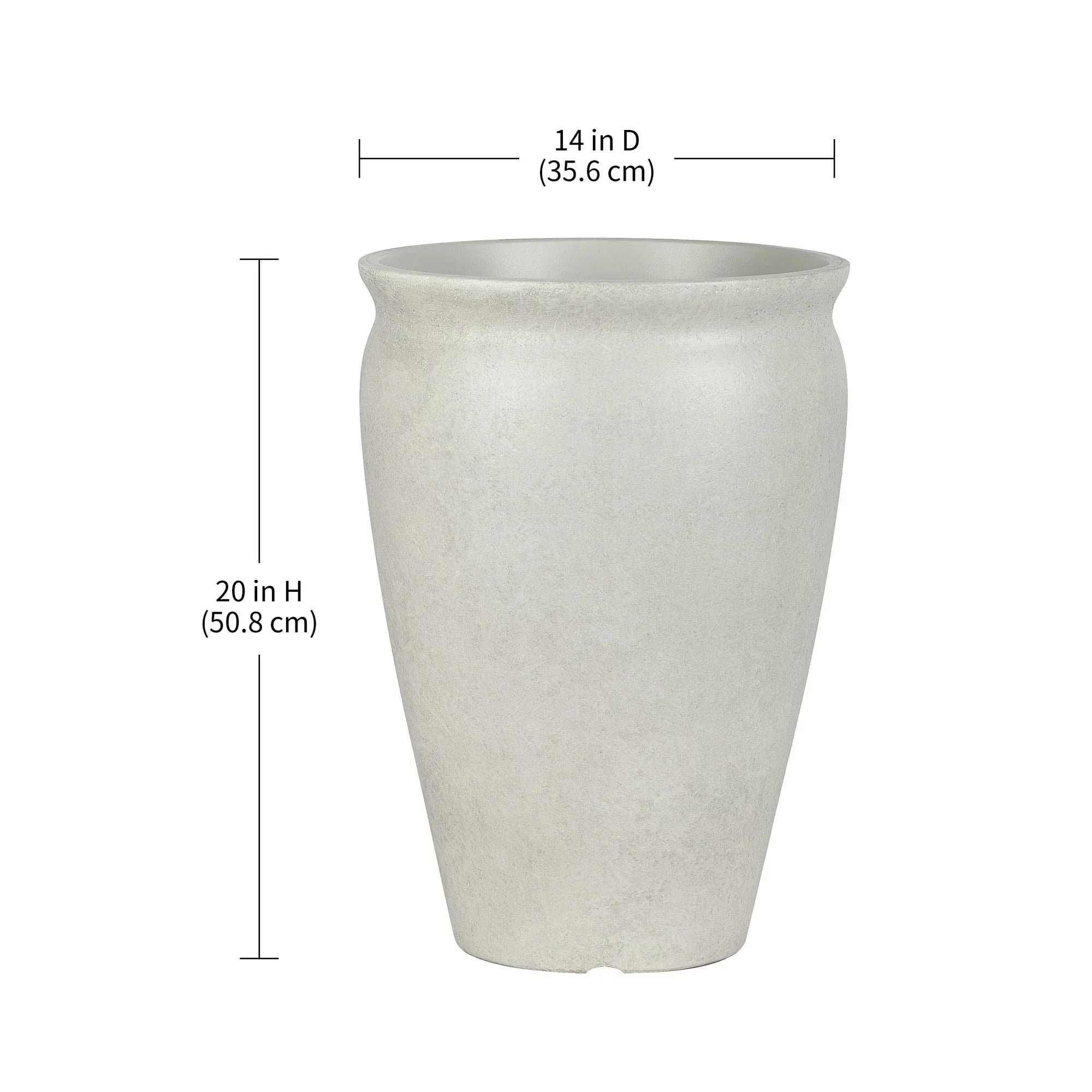 Better Homes & Gardens 14inch Hawthorn Planter Gypsum with Modern Design for Indoor Outdoor Plant