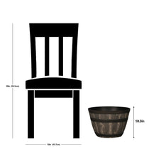 Whiskey barrel resin planter size diagram with tall support graphic