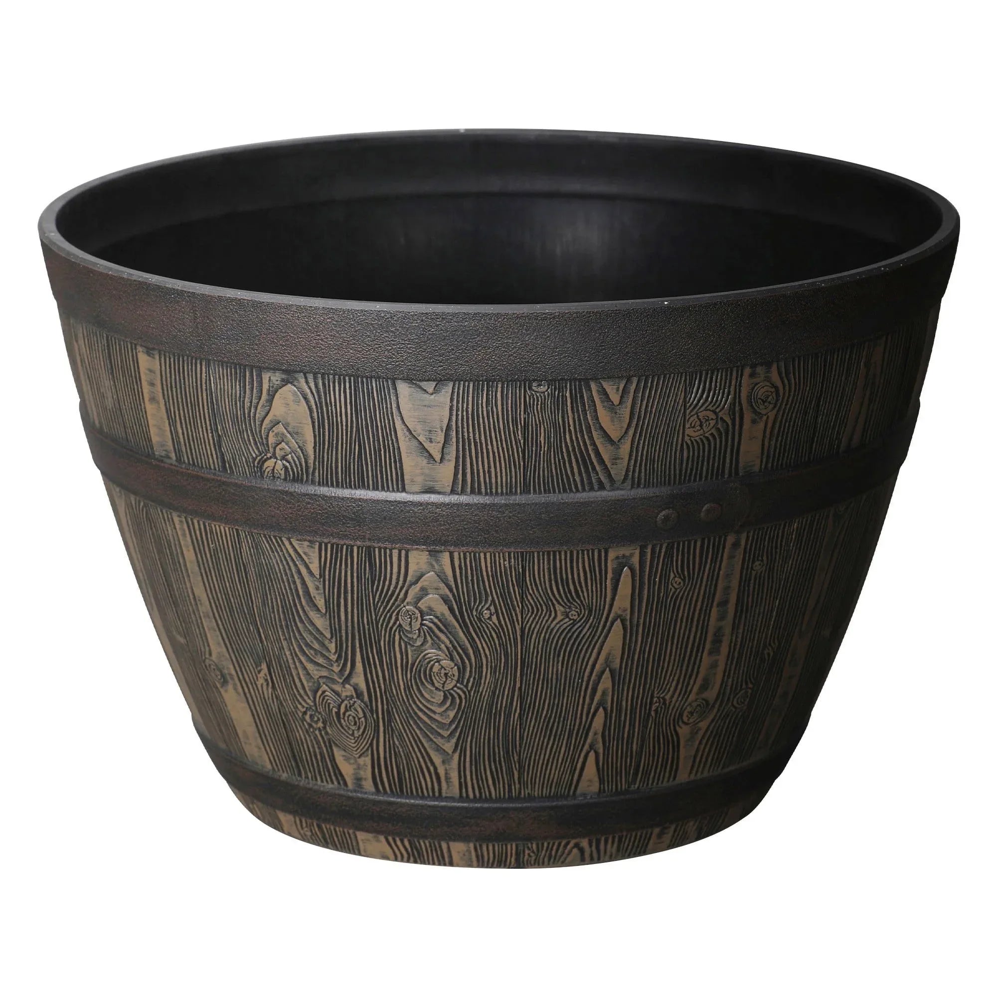 Better Homes & Gardens Whiskey Barrel Brown Resin Planter