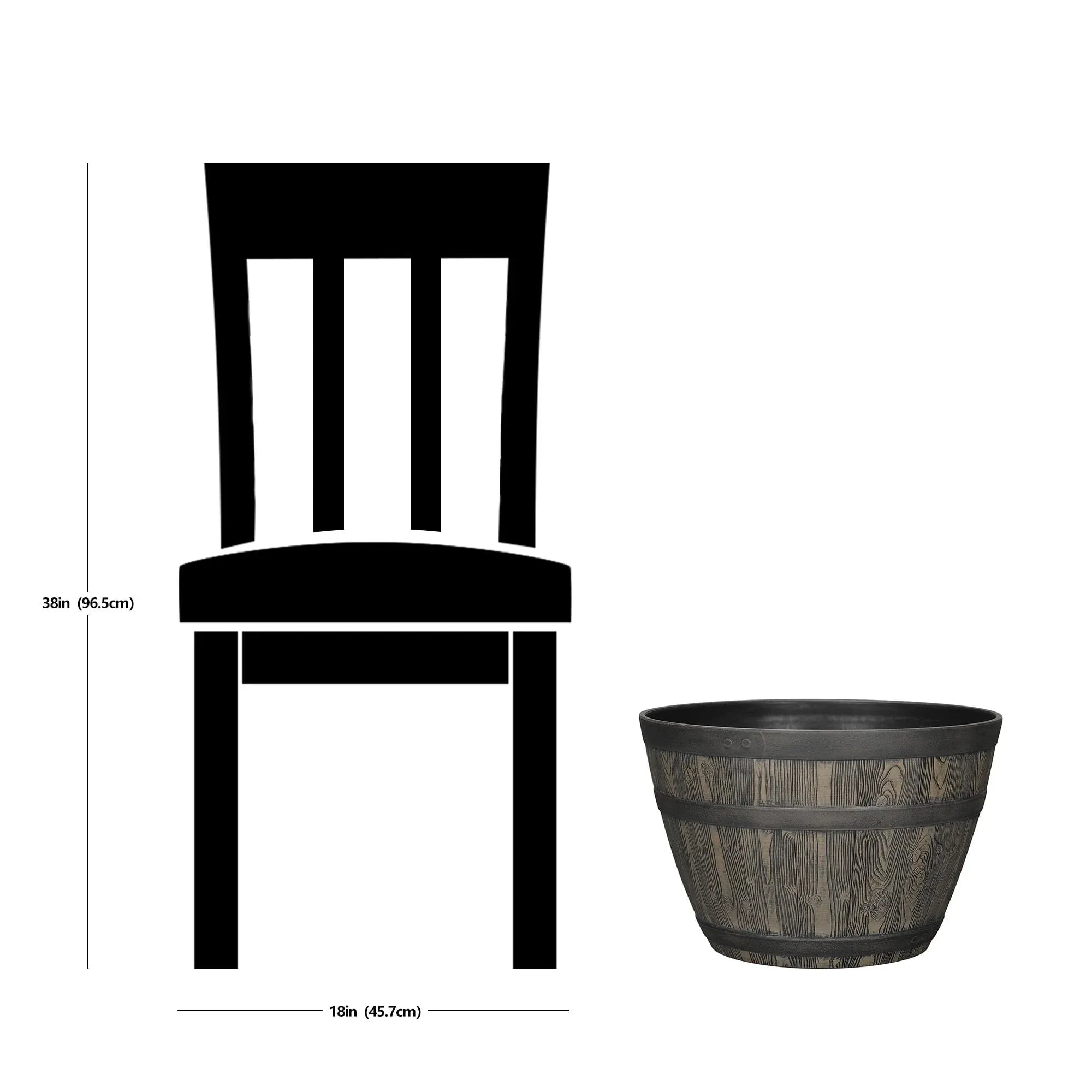 Better Homes & Gardens Whiskey Barrel Brown Resin Planter