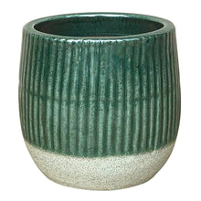 Better Homes and Gardens 6 in green sable planter with vertical ridges and speckled base