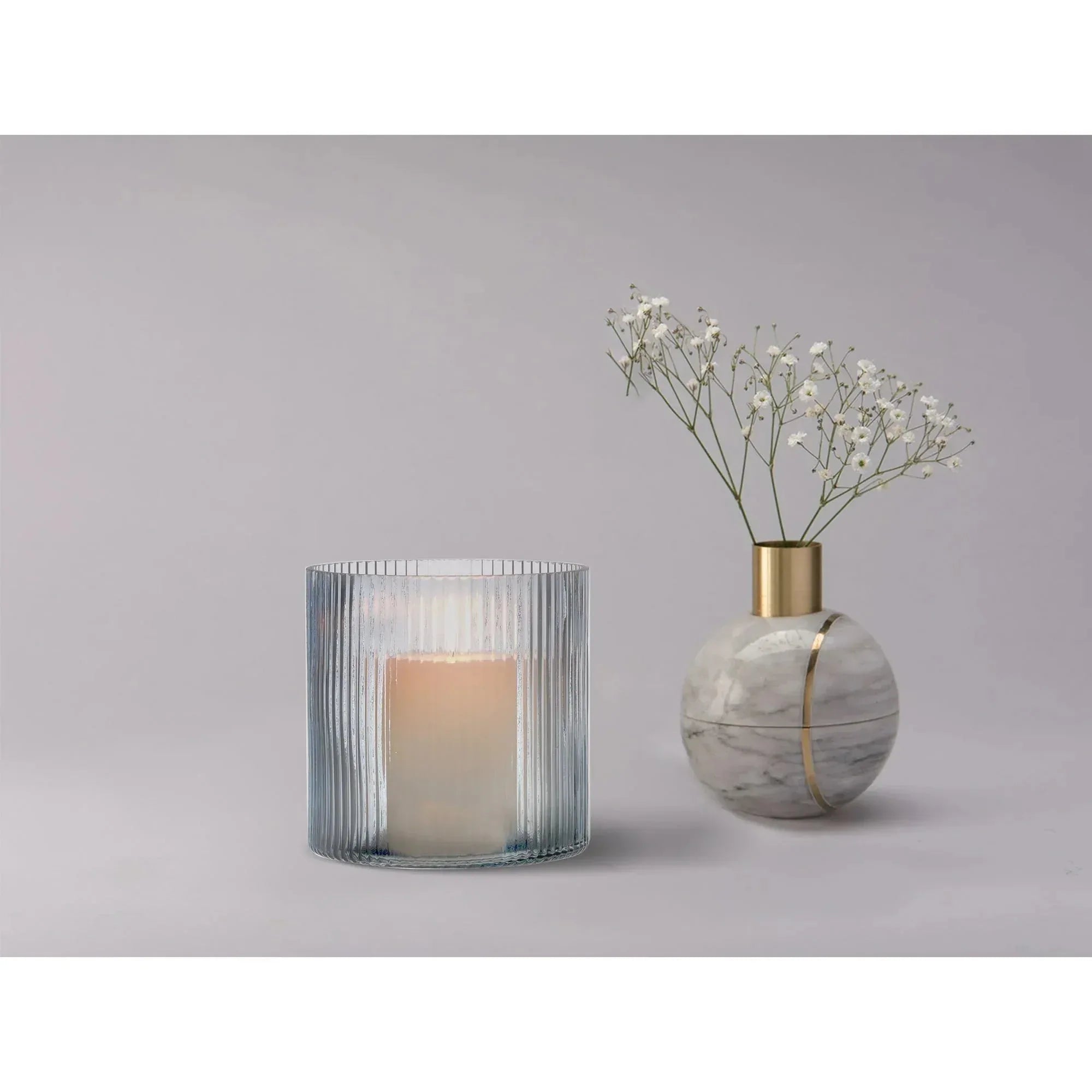 Better Homes & Gardens Glass Ribbed Hurricane Candle Holder, 5", Medium, Living Room - USA MEGA SHOP