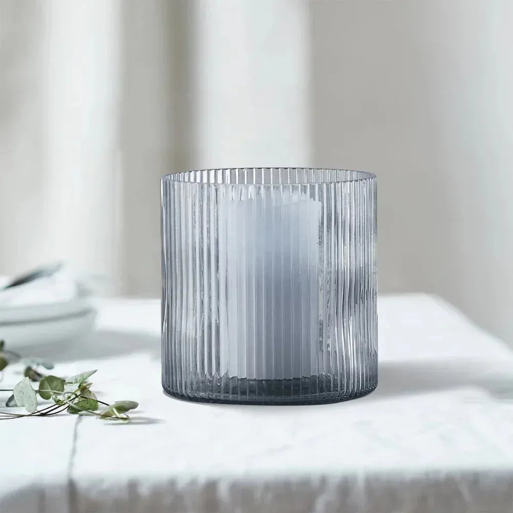 Better Homes & Gardens Glass Ribbed Hurricane Candle Holder, 5", Medium, Living Room - USA MEGA SHOP