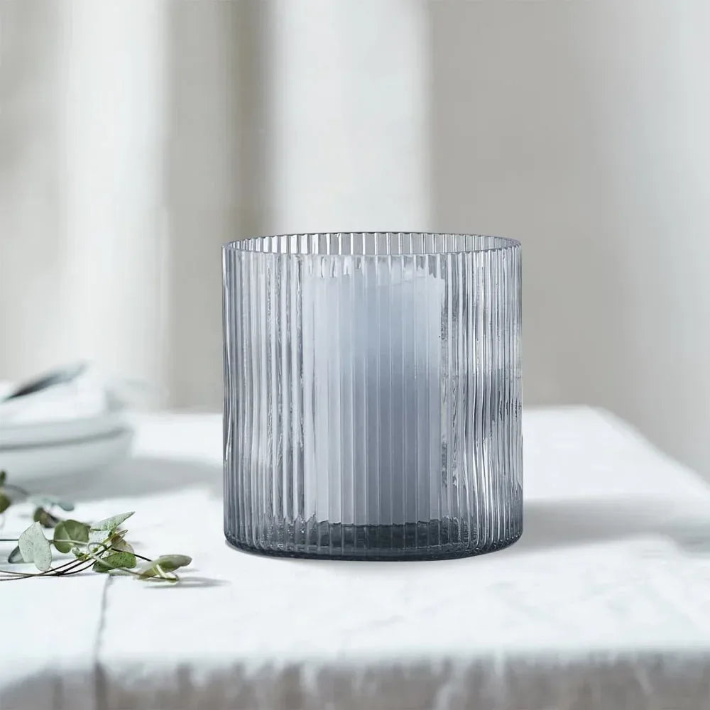 Better Homes & Gardens Glass Ribbed Hurricane Candle Holder, 5", Medium, Living Room
